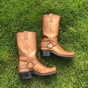 Genuine leather brown cowboy frye boots